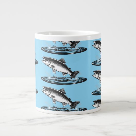 jumping atlantic salmon fish grote koffiekop (Voorkant)