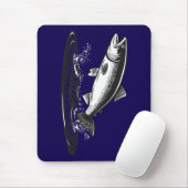 jumping atlantic salmon fish muismat (Met muis)