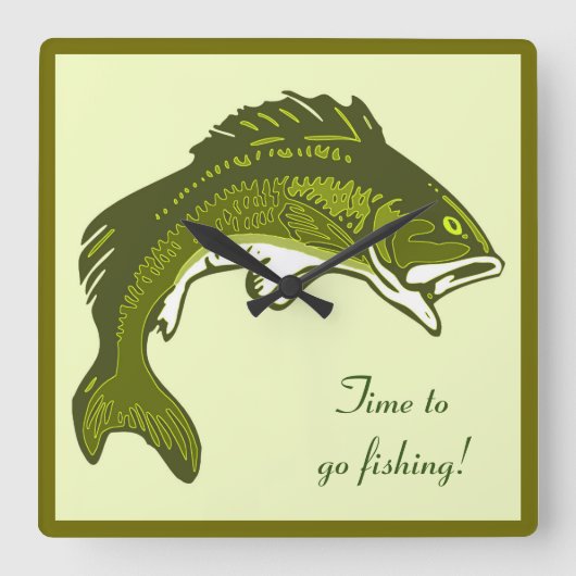 Jumping Bass Clock Vierkante Klok (Voorkant)