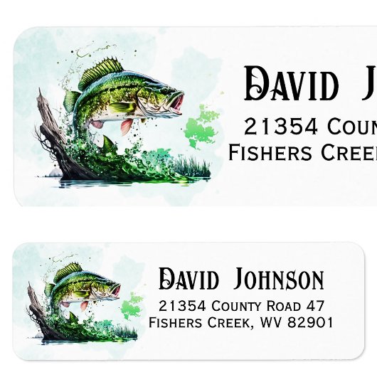 Jumping Bass Fish Fisherman Retour Adres Label