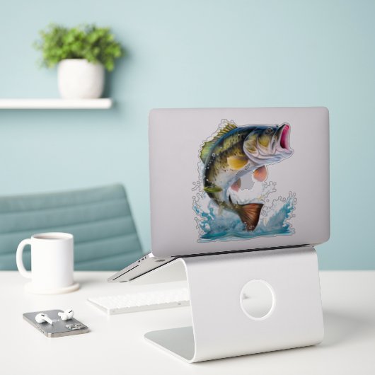 Jumping Bass Gone Vist Sticker (Laptop op bureau)