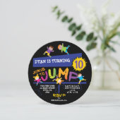 Jumping Bounce Neon Birthday Party Invitation Kaart (Staand voorkant)