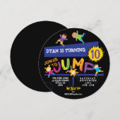 Jumping Bounce Neon Birthday Party Invitation Kaart (Voorkant / Achterkant)