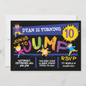 Jumping Bounce Neon Birthday Party Invitation Kaart (Voorkant)