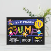 Jumping Bounce Neon Birthday Party Invitation Kaart (Staand voorkant)