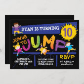 Jumping Bounce Neon Birthday Party Invitation Kaart (Voorkant / Achterkant)
