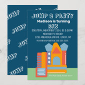 Jumping Bouncing Party Bounce House Birthday Blue Kaart (Voorkant / Achterkant)