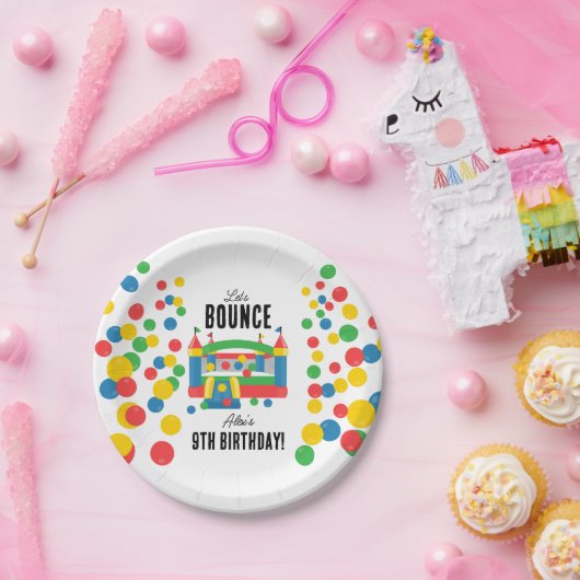Jumping Bouncy Castle Kinder Bounce verjaardagsfee Papieren Bordje (Feest)