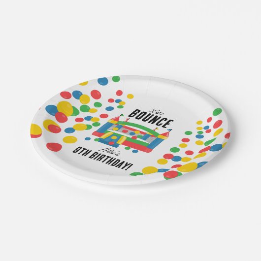 Jumping Bouncy Castle Kinder Bounce verjaardagsfee Papieren Bordje (Gekanteld)