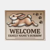 Jumping bunny met aanpasbare naam voor thuis deurmat (Voorkant)
