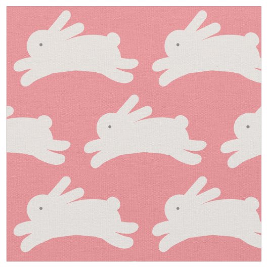 Jumping Bunny Pattern Pink Stof (Close Up)