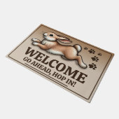 Jumping bunny voor een warm welkom, hop in! deurmat (Schuin)