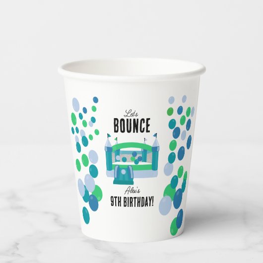 Jumping Castle Bouncy Boys Verjaardagsfeestje Papieren Bekers (Achterkant)