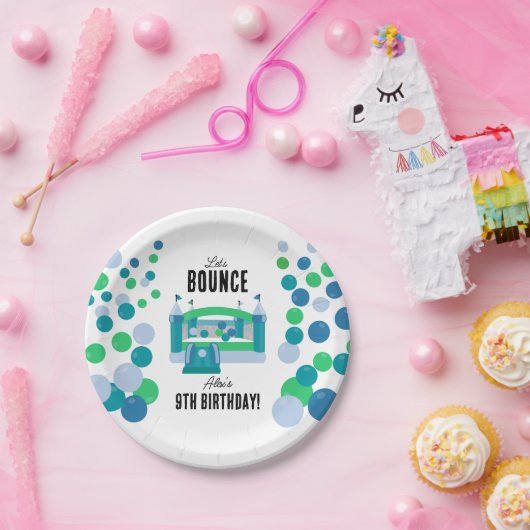 Jumping Castle Bouncy Boys Verjaardagsfeestje Papieren Bordje (Feest)