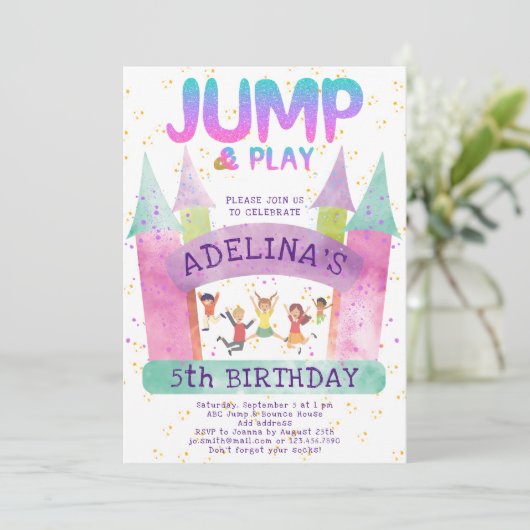 Jumping Castle Jump Spelen Gymnastiek Kinderen Ver Kaart (Staand voorkant)