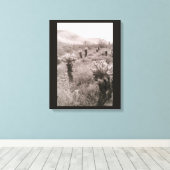 Jumping Cholla Cactus Desert B&W Foto-Prints Canvas Afdruk (Insitu (Houten vloer))