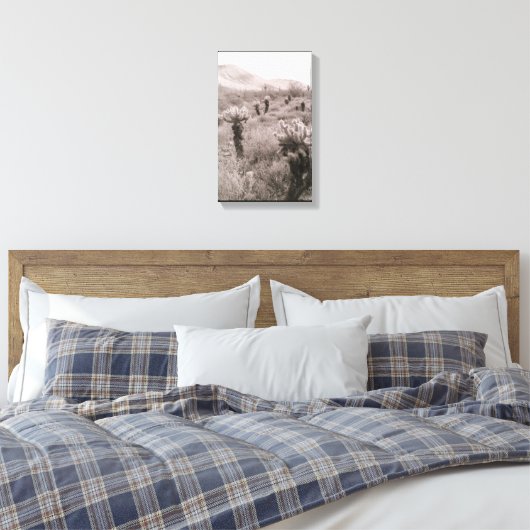 Jumping Cholla Cactus Desert B&W Foto-Prints Canvas Afdruk (Insitu (Slaapkamer))