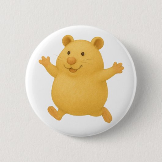 Jumping Cream Hamster Button Badge (Voorkant)