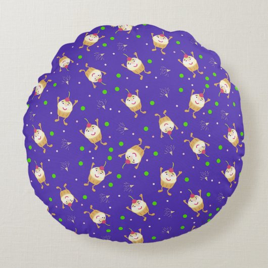 Jumping cupcakes rond kussen (Voorkant)