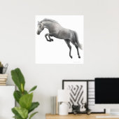Jumping Dapped Gray Horse Poster (Thuiskantoor)