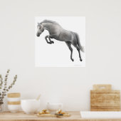 Jumping Dapped Gray Horse Poster (Keuken)
