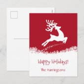 Jumping Deer aangepaste tekst Feestdagen briefkaar (Voorkant / Achterkant)