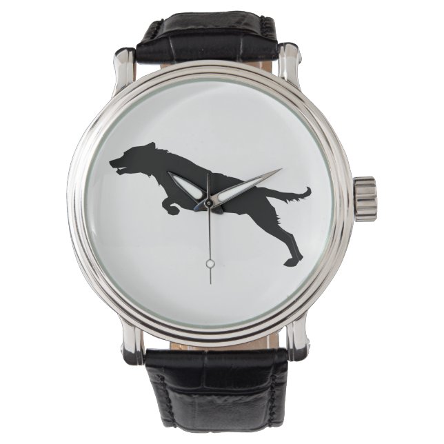 Jumping Dog Silhouette Horloge (Voorkant)