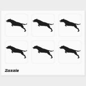 Jumping Dog Silhouette Vierkante Sticker (Vel)