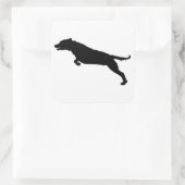 Jumping Dog Silhouette Vierkante Sticker (Tas)