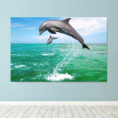 Jumping Dolfijnen Aangepaste Canvas Muur Kunst (Insitu (Houten vloer))
