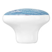 Jumping Dolphin Art Nouveau Faux Relief Lichtblauw Keramische Knop (Zijkant)
