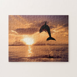 Jumping Dolphin in Sunset, Jigzaag Puzzle Legpuzzel