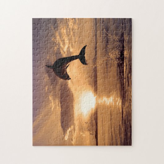 Jumping Dolphin in Sunset, Jigzaag Puzzle Legpuzzel (Verticaal)