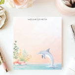 Jumping Dolphin Ocean Zee Gepersonaliseerde naam Notitieblok<br><div class="desc">Breng het plezier en de energie van de oceaan naar uw bureau met dit gepersonaliseerde notitieblok. Een speelse dolfijn springt uit het water en creëert een dynamisch en vrolijk ontwerp. De zachte, pastelkleuren van het zee en de lucht versterken het gevoel van rust. Pas dit notitieblok aan met uw eigen...</div>