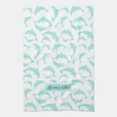 Jumping Dolphins Aqua gepersonaliseerd Theedoek (Verticaal)