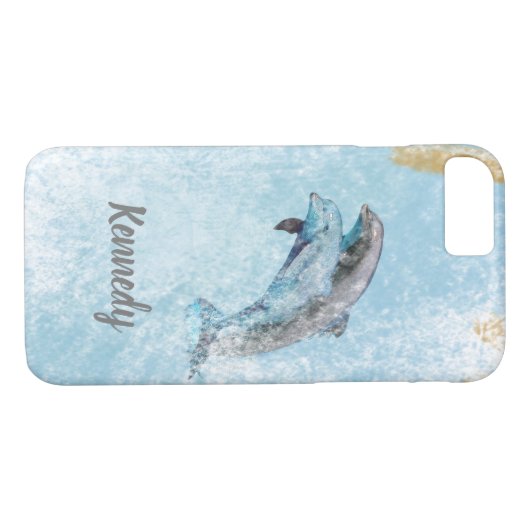 Jumping Dolphins Coastal Theme Art Case-Mate iPhone Case (Achterkant (Horizontaal))