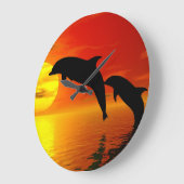 Jumping Dolphins Sunset Wall Clock Grote Klok (Hoek)