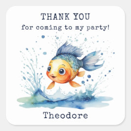 Jumping Fish Kids Verjaardagsfeest Dank u Vierkante Sticker