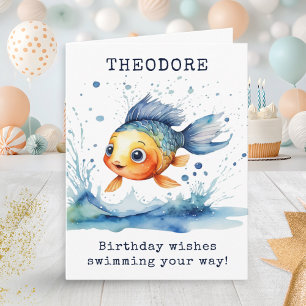 Jumping Fish Kleurrijke Kids Verjaardag Gepersonal Kaart