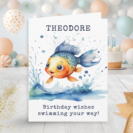 Jumping Fish Kleurrijke Kids Verjaardag Gepersonal Kaart