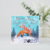 Jumping Fox Xmas Kaart (Staand voorkant)