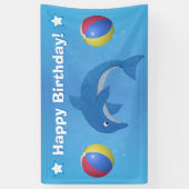 Jumping Fun Blue Dolphin Beach Ball Stars Verjaard Spandoek (Verticaal)