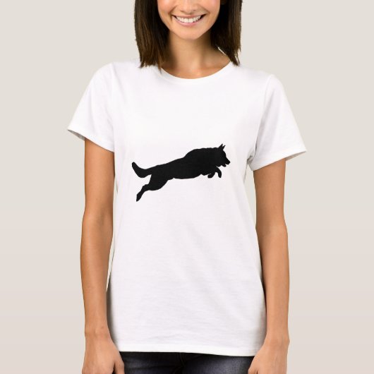 Jumping German Shepherd Silhouette Love Dogs T-shirt (Voorkant)