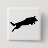 Jumping German Shepherd Silhouette Love Dogs Vierkante Button 5,1 Cm (Voorkant)