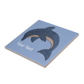 Jumping Glittery Donkerblauw Wit Dolfijn Werveloog Tegeltje (Zijkant)