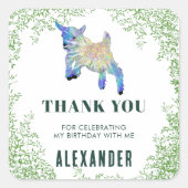 Jumping Goat Birthday Party Dank u Vierkante Sticker (Voorkant)