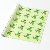 JUMPING GREEN FROG PATTERN CADEAUPAPIER (Uitgerold)