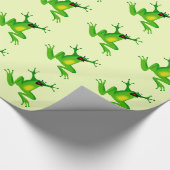 JUMPING GREEN FROG PATTERN CADEAUPAPIER (Hoek)