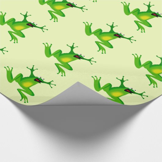 JUMPING GREEN FROG PATTERN CADEAUPAPIER (Hoek)