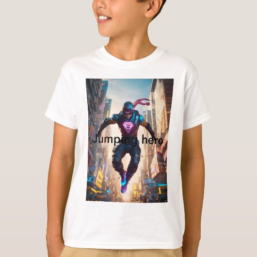 Jumping hero ontwerp Tshirt (Voorkant)